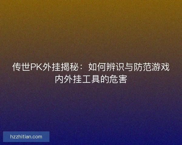 传世PK外挂揭秘：如何辨识与防范游戏内外挂工具的危害