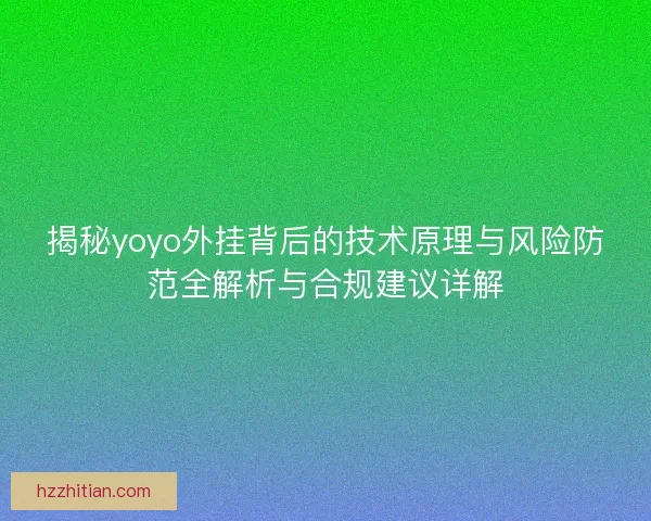 揭秘yoyo外挂背后的技术原理与风险防范全解析与合规建议详解
