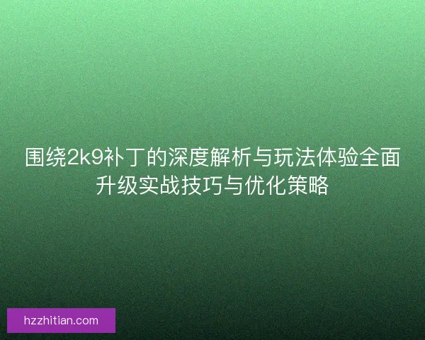 围绕2k9补丁的深度解析与玩法体验全面升级实战技巧与优化策略